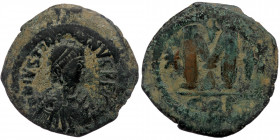 JUSTIN I, (Bronze. 18.61 g. 35 mm) (518-527), AE follis, Constantinople mint
diademed, draped and cuirassed bust right
Rev: Large M between two star...