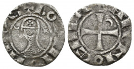 CRUSADERS, Antioch. Bohémond III (1163-1201) AR Denier (Silver, 0.63g, 15m). Class C, var. c. Struck circa 1163-1188. 
Obv: + BOAИVHDVS - helmeted an...