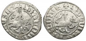 ARMENIA, Cilician Armenia. Royal. Levon III (1301-1307) Tram (Silver, 2.54g, 22mm) 
Obv: Levon III on horseback riding right, head facing, holding cr...