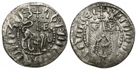 ARMENIA, Cilician Armenia. Royal, Hetoum I (1226-1270) AR Tram (Silver, 2.57g, 21mm)
Obv: Hetoum and Queen Zabel standing facing, holding long cross ...