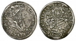 Austria 1677 Leopold I AR 6 Kreuzers (Silver, 1.46g, 23mm)
Obv: LEOPOLDVS D G R I S A(3) G H BO REX - Laureate bust right of Leopold Iin inner circle...