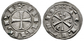 Kingdom of Castille and Leon. Alfonso VI (1073-1109). Dinero. Toledo. (Bautista-3.10 var). Anv.: ANFUS REX. Rev.: +TOL⠐ETUO⠅. Ve. 0,89 g. Pellet in th...