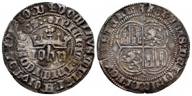 Kingdom of Castille and Leon. Juan I (1379-1390). 1 real. Sevilla. (Bautista-799 (as Juan II)). Anv.: ✠ DOMINVS:MICHI:ADIVTOR:ET:EGO:D / IPICIAM:INIMI...