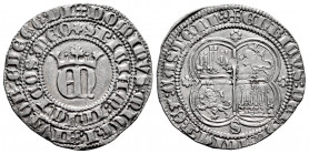 Kingdom of Castille and Leon. Enrique III (1390-1406). 1 real. Sevilla. (Bautista-759). Anv.: ✠ DOMINVS : MICHI : ADIVTOR : EDEGO : DI / SPICIAM : INI...