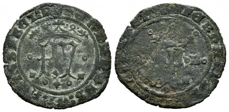 Catholic Kings (1474-1504). 2 maravedis. Burgos. (Cal-Tipo 14). Ae. 3,33 g. Stru...