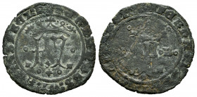Catholic Kings (1474-1504). 2 maravedis. Burgos. (Cal-Tipo 14). Ae. 3,33 g. Struck for Santo Domingo. Very rare. VF/Choice F. Est...200,00. 

Spanis...