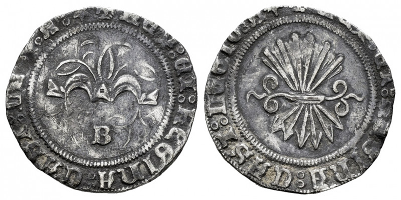 Catholic Kings (1474-1504). 1/2 real. Burgos. (Cal-190). Ag. 1,59 g. Parsley lea...