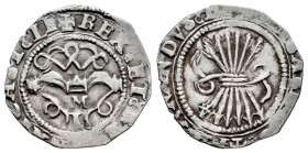 Catholic Kings (1474-1504). 1/2 real. Toledo. M. (Cal-287). Ag. 1,71 g. M - T Under the yoke. VF. Est...90,00. 

Spanish Description: Fernando e Isa...