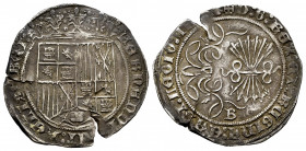 Catholic Kings (1474-1504). 1 real. Burgos. (Cal-Tipo 60). Ag. 3,48 g. Flan cracks. VF. Est...65,00. 

Spanish Description: Fernando e Isabel (1474-...