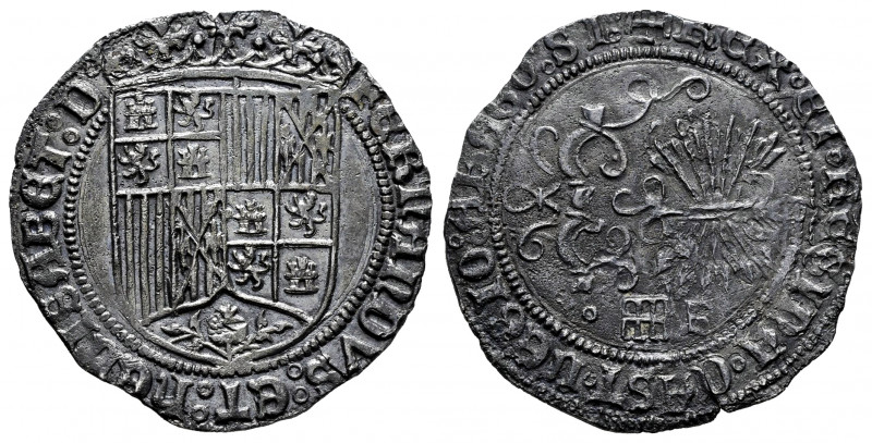 Catholic Kings (1474-1504). 1 real. Segovia. F. (Cal-391). Ag. 3,22 g. Aqueduct ...