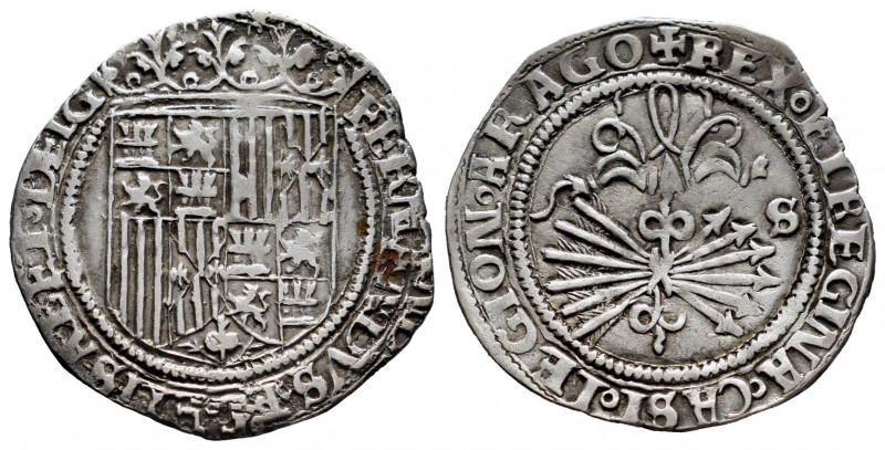 Catholic Kings (1474-1504). 1 real. Sevilla. (Cal-408). Anv.: FERNANDVS ◦ ET ELI...