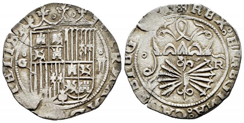 Catholic Kings (1474-1504). 2 reales. Granada. (Cal-498). Ag. 6,82 g. Inverted l...