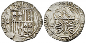 Catholic Kings (1474-1504). 2 reales. Granada. (Cal-498). Ag. 6,82 g. Inverted letters "N" on the legend. VF. Est...80,00. 

Spanish Description: Fe...