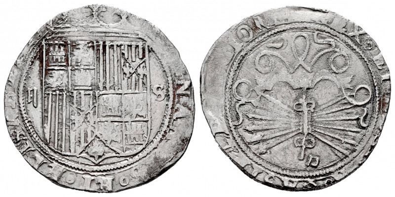 Catholic Kings (1474-1504). 2 reales. Sevilla. (Cal-524). Ag. 6,49 g. Shield bet...
