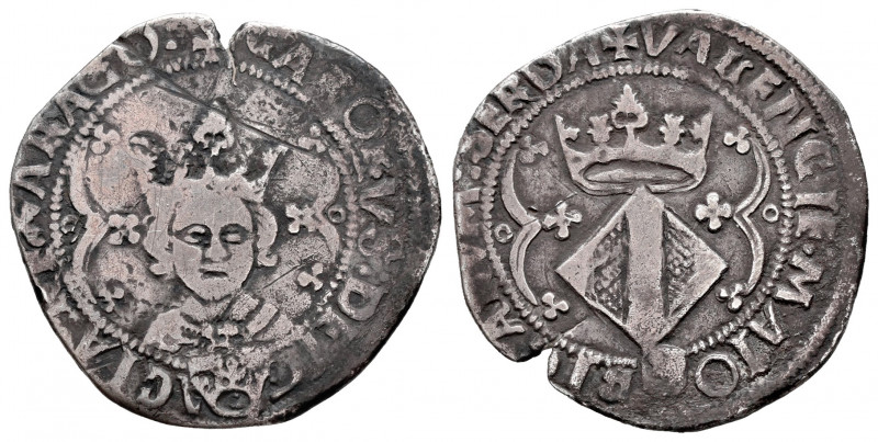 Charles I (1516-1556). 2 reales. Valencia. (Cal-92). Anv.: ✠ CAROLUS : DEI ♕ GRA...