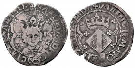 Charles I (1516-1556). 2 reales. Valencia. (Cal-92). Anv.: ✠ CAROLUS : DEI ♕ GRATIA ARAGO :. Ag. 4,29 g. Crown on the obverse and shield with lion on ...