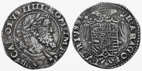 Charles I (1516-1556). 1 tari. ND. Naples. (Tauler-242 legend variety). (Vti-288). Anv.: CAROLVS IIIII · ROM · IMP. IBR tras busto. Rev.: R · ARAGOF I...