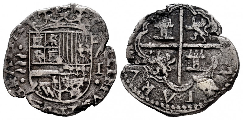 Philip II (1556-1598). 1 real. Valladolid. A. (Cal-296). Ag. 3,02 g. Minor plugg...