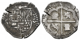 Philip II (1556-1598). 2 reales. 1595/1. Toledo. C. (Cal-448). Ag. 6,81 g. Overdate. Almost VF. Est...180,00. 

Spanish Description: Felipe II (1556...