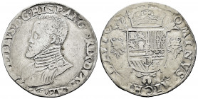 Philip II (1556-1598). 1 escudo felipe. 1586. Antwerpen. (Tauler-1139). (Vti-1262). (Vanhoudt-362.AN). Ag. 31,45 g. Cleaned. Choice F. Est...180,00. ...