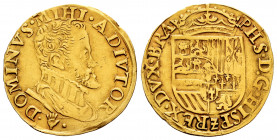 Philip II (1556-1598). 1/2 real de oro. ND. Antwerpen. (Vanhoudt-263.AN). (Vti-1383). (Tauler-360). Au. 3,38 g. Scarce. Choice VF. Est...1000,00. 

...