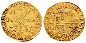 Albert and Elizabeth (1598-1621). Double Albertin. 1604. Antwerpen. (Tauler-626). (Vti-446). (Vanhoudt-582.AN). Au. 5,09 g. Scarce. Choice VF. Est...5...