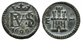 Philip III (1598-1621). 1 maravedi. 1606. Segovia. (Cal-114). Ae. 0,93 g. Almost XF. Est...65,00. 

Spanish Description: Felipe III (1598-1621). 1 m...