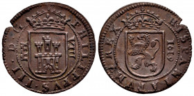 Philip III (1598-1621). 8 maravedis. 1619. Segovia. (Cal-338). (Jarabo-Sanahuja-D231, plate coin). Ae. 5,57 g. XF. Est...90,00. 

Spanish Descriptio...