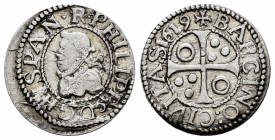 Philip III (1598-1621). 1/2 croat. 1619. Barcelona. (Cal-384). (Cru C.G-4342n). Ag. 1,62 g. Very scarce. Choice VF. Est...100,00. 

Spanish Descript...