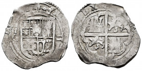 Philip III (1598-1621). 2 reales. Toledo. C. (Cal-tipo 136). Ag. 6,82 g. Almost VF. Est...70,00. 

Spanish Description: Felipe III (1598-1621). 2 re...