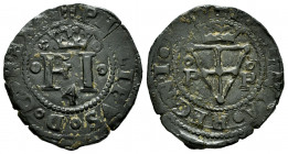 Philip IV (1621-1665). 4 cornados. Pamplona. (Cal-72). (Ros-4.5.24/2). Ae. 4,26 g. Very rare. Almost XF. Est...150,00. 

Spanish Description: Felipe...