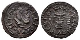 Philip IV (1621-1665). 4 maravedis. 1664. Valladolid. M. (Cal-294). (Jarabo-Sanahuja-M-840). Ae. 0,82 g. Very rare. VF. Est...180,00. 

Spanish Desc...
