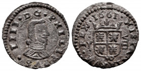 Philip IV (1621-1665). 8 maravedis. 1661. Madrid. Y. (Cal-358). (Jarabo-Sanahuja-M305). Ae. 2,03 g. It retains some original silvering. Almost XF. Est...