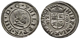 Philip IV (1621-1665). 8 maravedis. 1663. Madrid. S. (Cal-367). (Jarabo-Sanahuja-M423). Ae. 2,29 g. It retains some original silvering. Almost XF. Est...