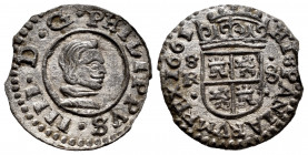 Philip IV (1621-1665). 8 maravedis. 1661. Sevilla. R. (Cal-405). (Jarabo-Sanahuja-M630). Ae. 1,93 g. Original silvering. AU. Est...70,00. 

Spanish ...