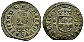 Philip IV (1621-1665). 16 maravedis. 1662. Coruña. R. (Cal-451). Ae. 5,30 g. Scallop on the left. Almost XF. Est...60,00. 

Spanish Description: Fel...