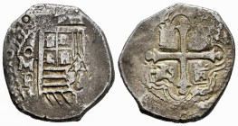 Philip IV (1621-1665). 2 reales. 1655. México. P. (Cal-883). Ag. 10,11 g. Very rare. Choice F. Est...250,00. 

Spanish Description: Felipe IV (1621-...
