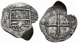 Philip IV (1621-1665). 4 reales. ND. Toledo. P. (Cal-Tipo 293). Ag. 3,53 g. Irregular edge. Toned. Choice VF. Est...150,00. 

Spanish Description: F...