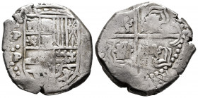 Philip IV (1621-1665). 8 reales. ND. Potosí. P. (Cal-Tipo 327). Ag. 26,58 g. Lions and castles. Choice F. Est...150,00. 

Spanish Description: Felip...