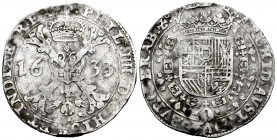 Philip IV (1621-1665). 1 patagon. 1633. Brussels. (Tauler-2620). (Vanhoudt-645 BS). (Vti-1007). Ag. 27,53 g. Almost VF. Est...110,00. 

Spanish Desc...