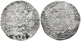 Philip IV (1621-1665). 1 patagon. 1654. Bruges. (Tauler-2685). (Vanhoudt-645.BG). (Vti-1081). Ag. 27,96 g. VF. Est...120,00. 

Spanish Description: ...