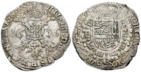 Philip IV (1621-1665). 1 patagon. 1656. Bruges. (Tauler-2687). (Vanhoudt-645.BG). (Vti-1083). Ag. 28,12 g. Choice VF. Est...180,00. 

Spanish Descri...
