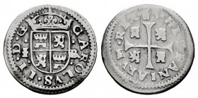 Charles II (1665-1700). 1/2 real. 1685. Segovia. BR. (Cal-195). Ag. 1,33 g. Scarce. Almost VF/F. Est...110,00. 

Spanish Description: Carlos II (166...
