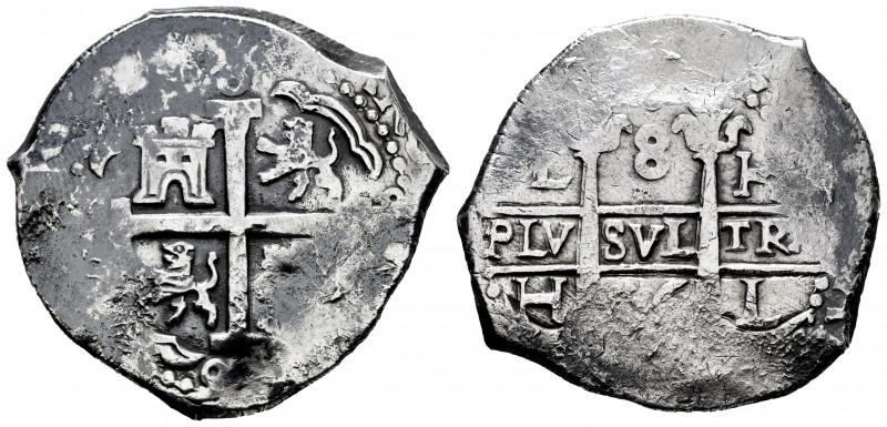 Charles II (1665-1700). 8 reales. 1686. Lima. H. (Cal-591). Ag. 27,00 g. Double ...