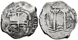 Charles II (1665-1700). 8 reales. 1674. Potosí. E. (Cal-705). Ag. 27,35 g. VF. Est...300,00. 

Spanish Description: Carlos II (1665-1700). 8 reales....
