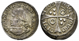 Charles III The Pretender (1701-1714). 1 croat. 1705/6. Barcelona. (Cal-18). Ag. 2,20 g. Clear rectification of date. Scarce. Choice VF. Est...80,00. ...