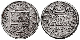 Charles III The Pretender (1701-1714). 2 reales. 1710. Barcelona. (Cal-31). Ag. 5,20 g. VF. Est...60,00. 

Spanish Description: Carlos III, Pretendi...