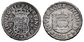 Philip V (1700-1746). 1/2 real. 1735. México. MF. (Cal-254). Ag. 1,60 g. Almost VF. Est...40,00. 

Spanish Description: Felipe V (1700-1746). 1/2 re...