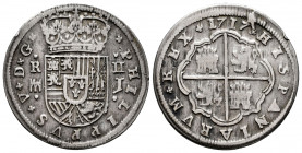 Philip V (1700-1746). 2 reales. 1717. Segovia. J. (Cal-944). Ag. 5,35 g. VF. Est...65,00. 

Spanish Description: Felipe V (1700-1746). 2 reales. 171...