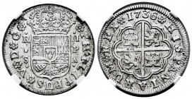 Philip V (1700-1746). 2 reales. 1736. Sevilla. PA. (Cal-993). Ag. Slabbed by NGC as AU 53. NGC-AU. Est...120,00. 

Spanish Description: Felipe V (17...